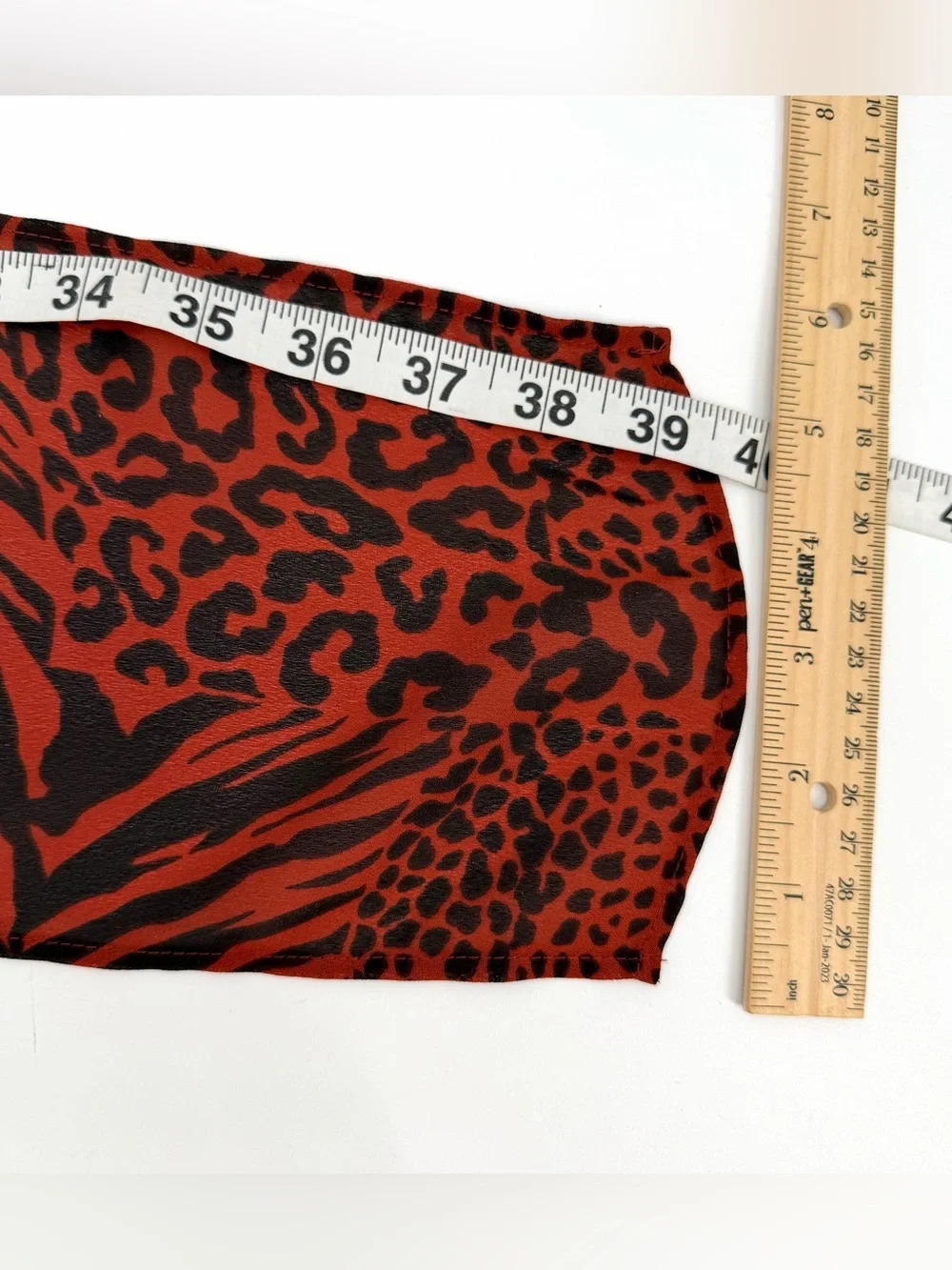 Scarf Vintage Dark Orange Leopard Zebra Print Lightweight Sheer Animal Print